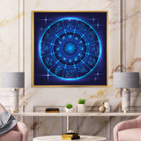 Neon Deep Blue Horoscope Circle With Zodiac Signs