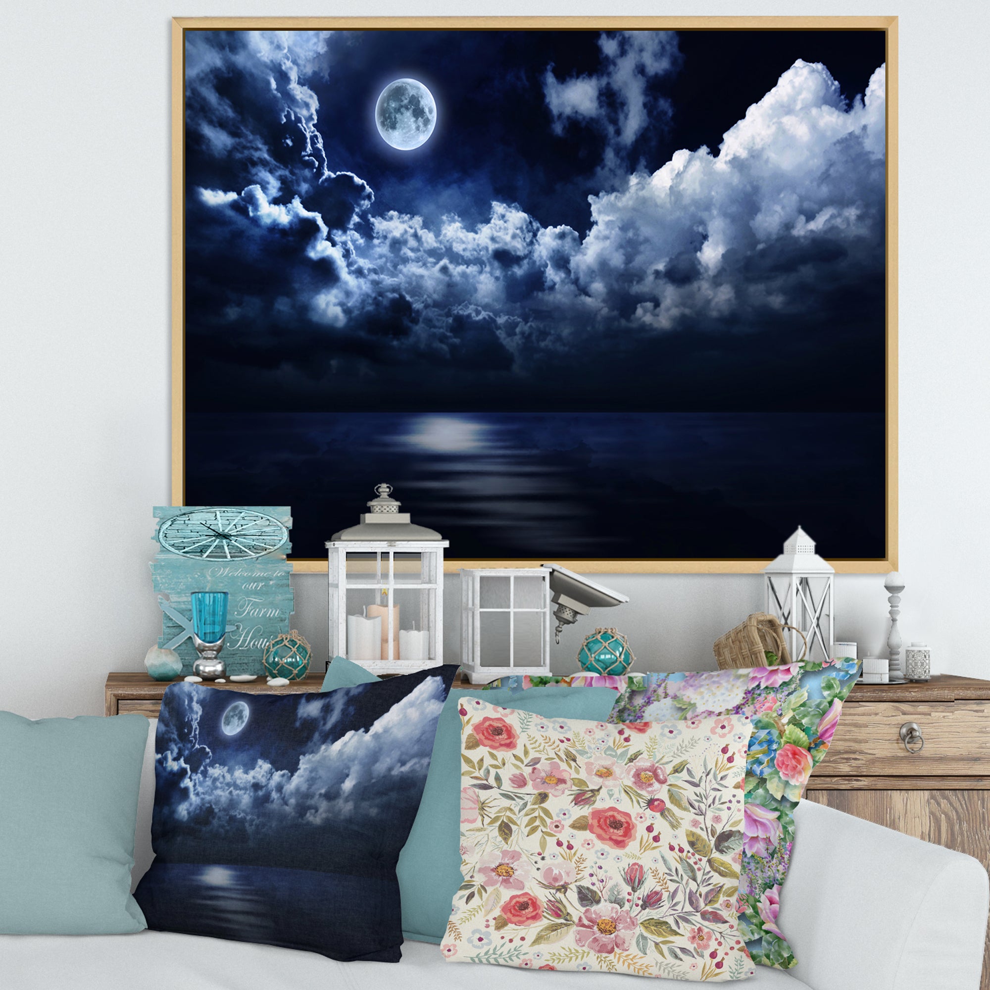Full Moon in Cloudy Night Sky