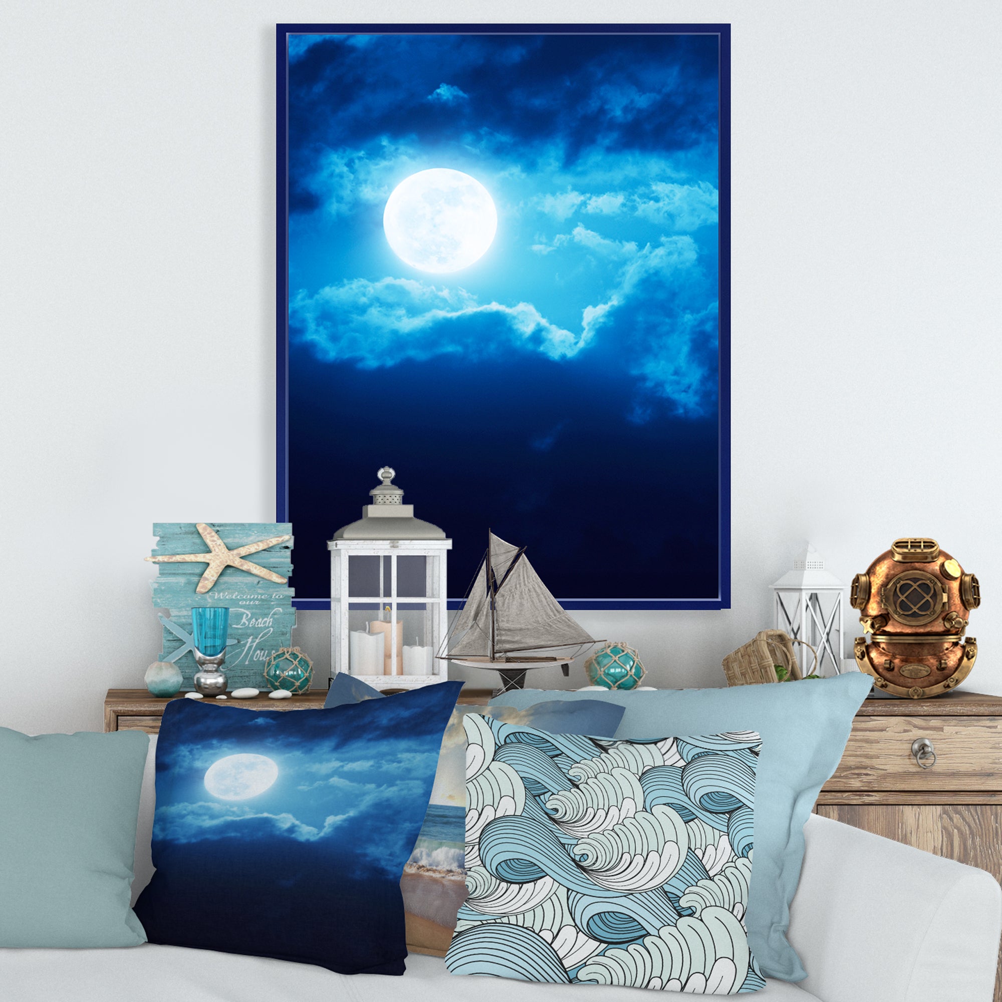 Full Moon In Cloudy Night Sky III