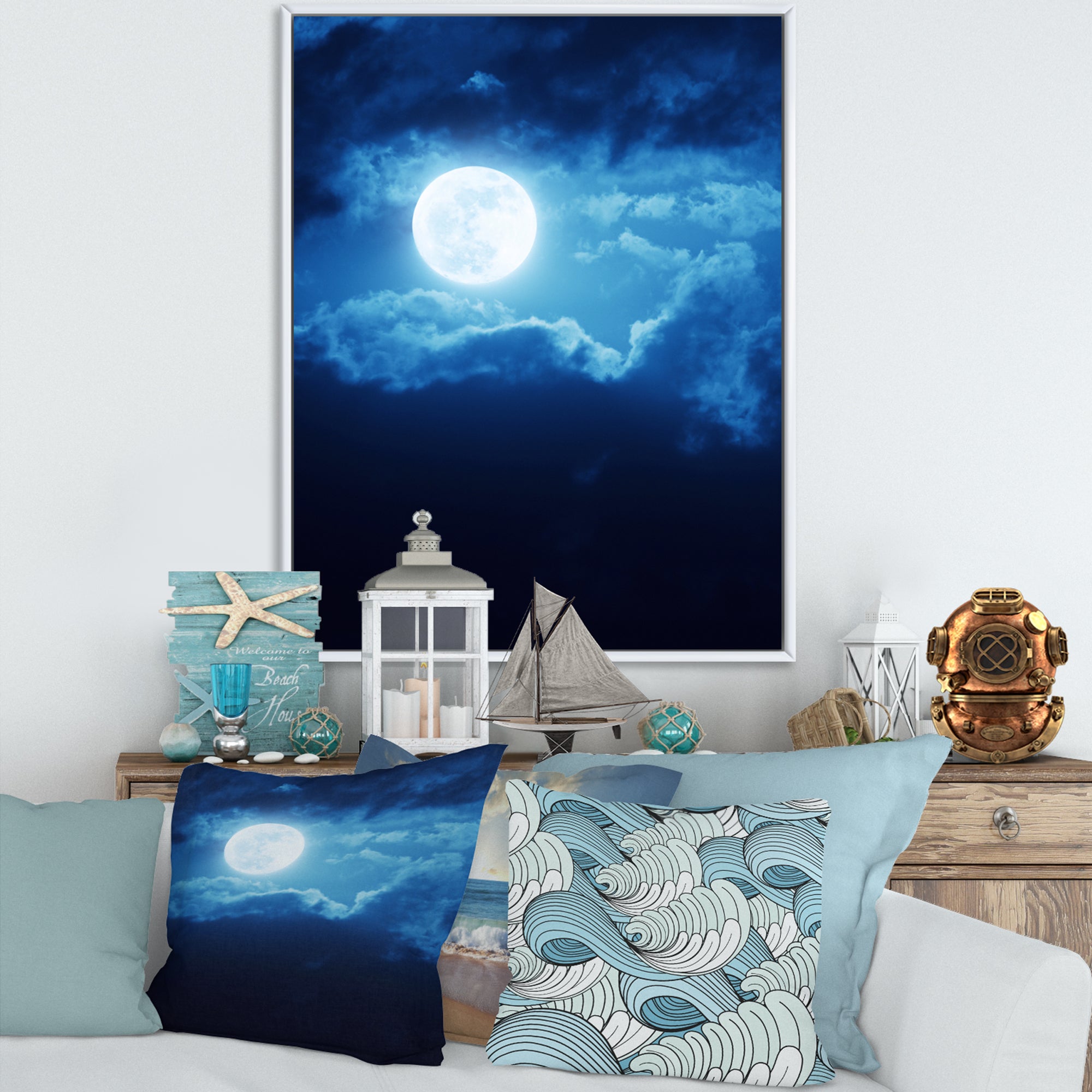 Full Moon In Cloudy Night Sky III