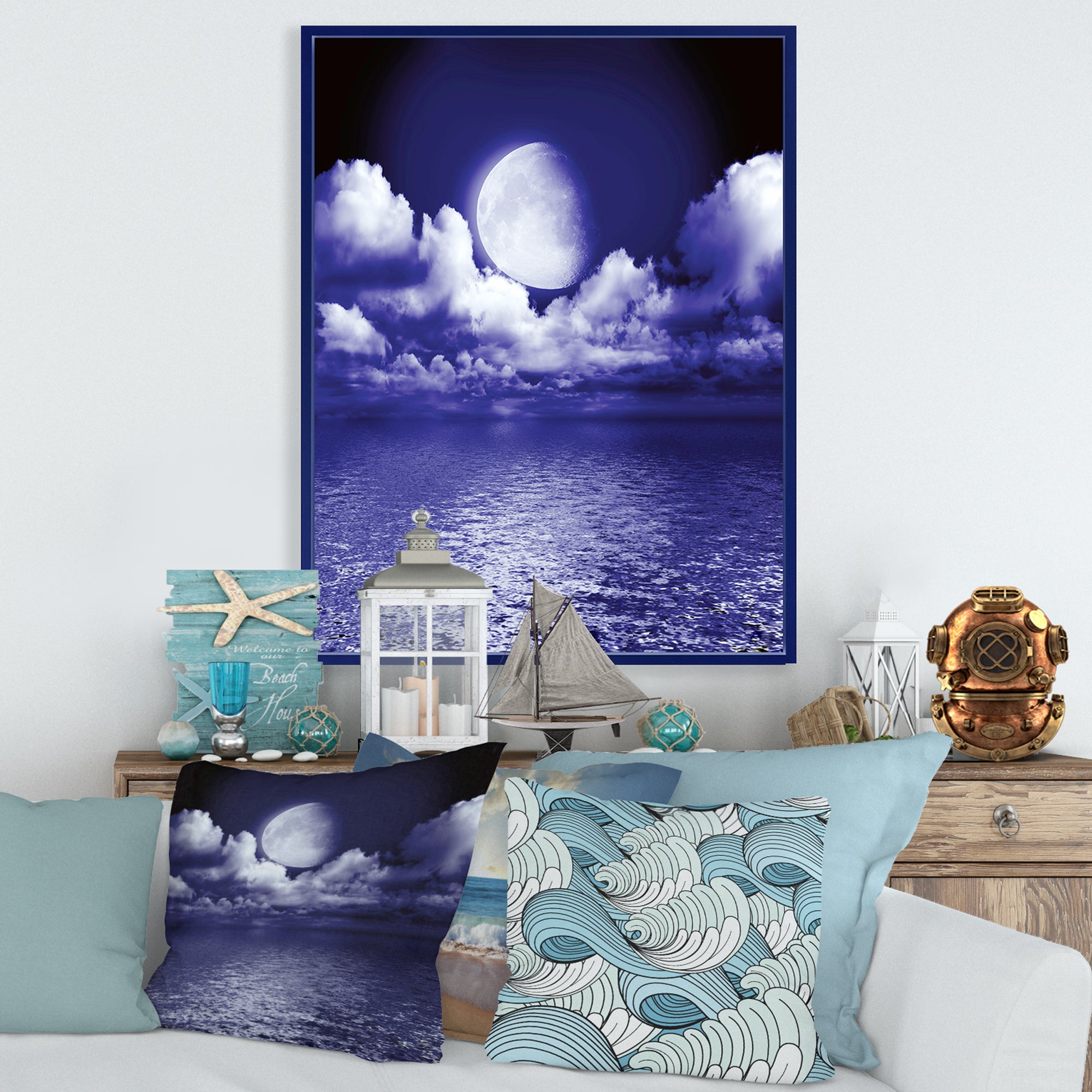 Full Moon In Cloudy Night Sky V