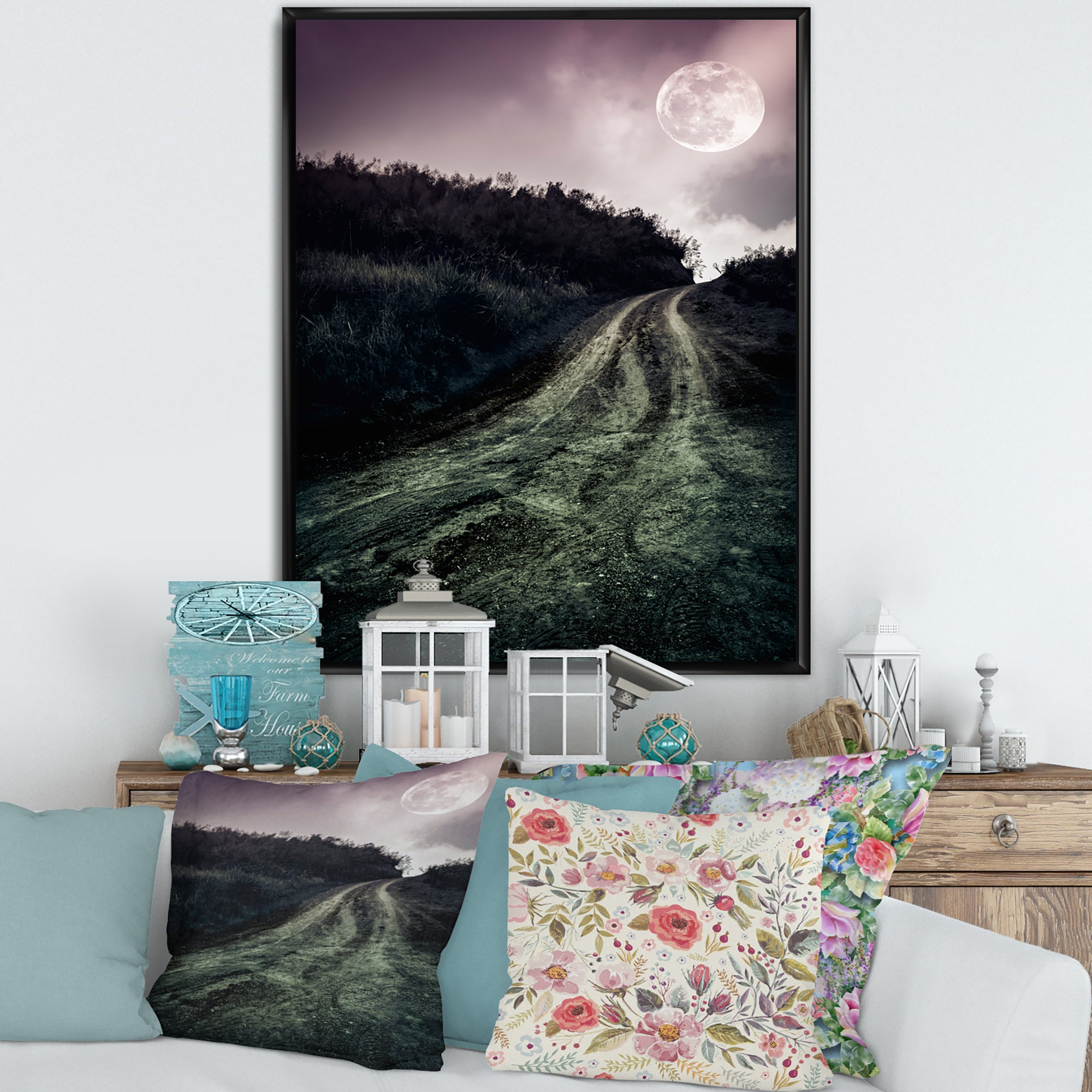 Muddy Road Under Full Moon