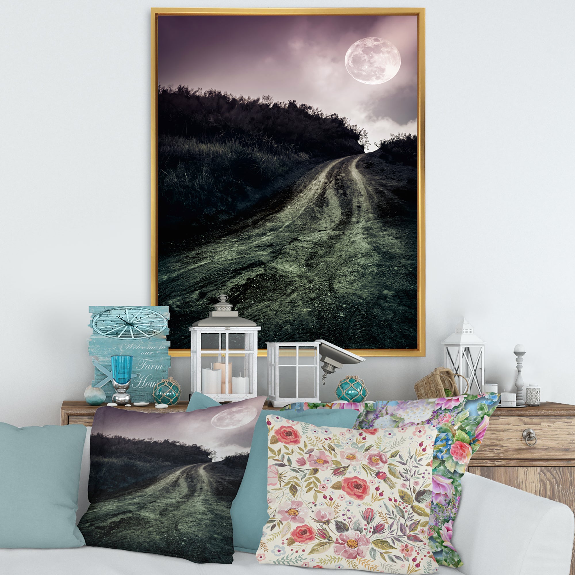 Muddy Road Under Full Moon