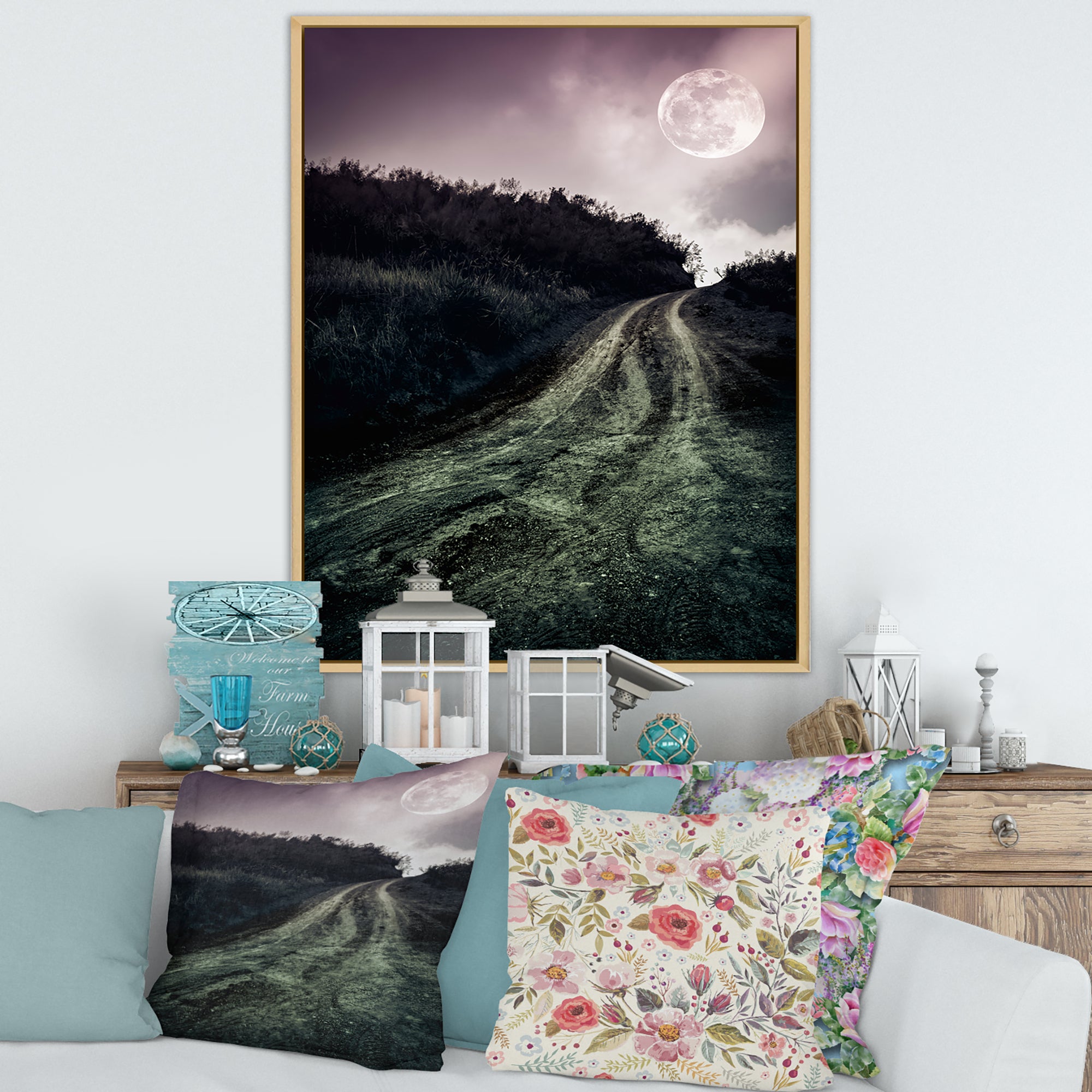 Muddy Road Under Full Moon