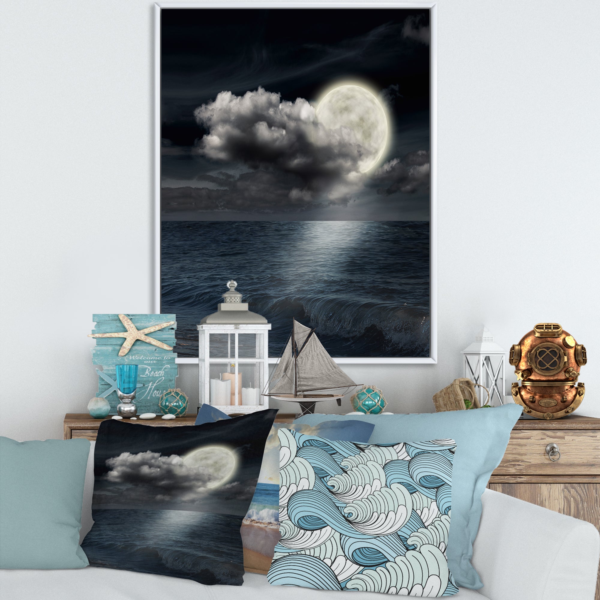 Full Moon In Cloudy Night Sky VI