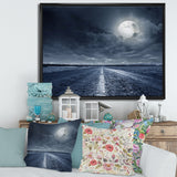 Asphalt Road Under Cloudy Full Moon I