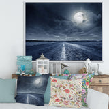 Asphalt Road Under Cloudy Full Moon I