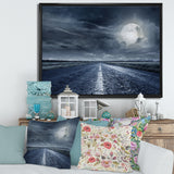 Asphalt Road Under Cloudy Full Moon II