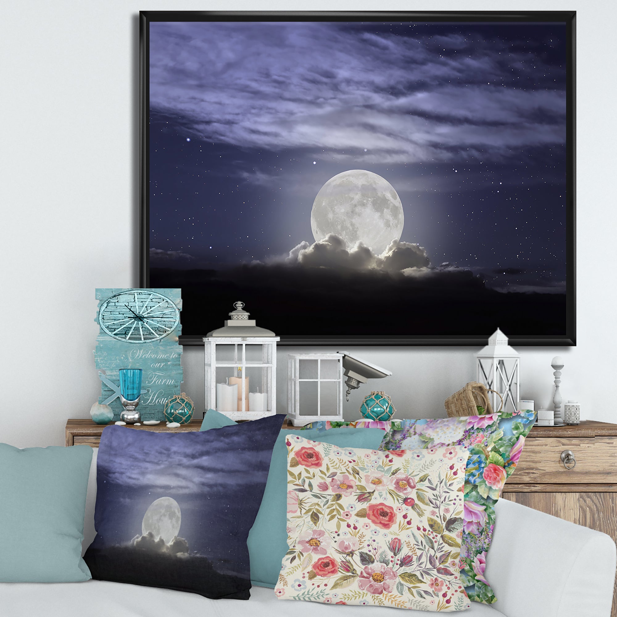 Full Moon Rising In A Cloudy Night