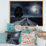Paved Road Under A Full Moon