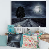 Paved Road Under A Full Moon