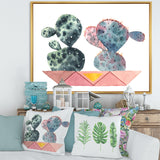 Cactus Duo In Pink Geometric Pots