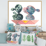 Cactus Duo In Pink Geometric Pots