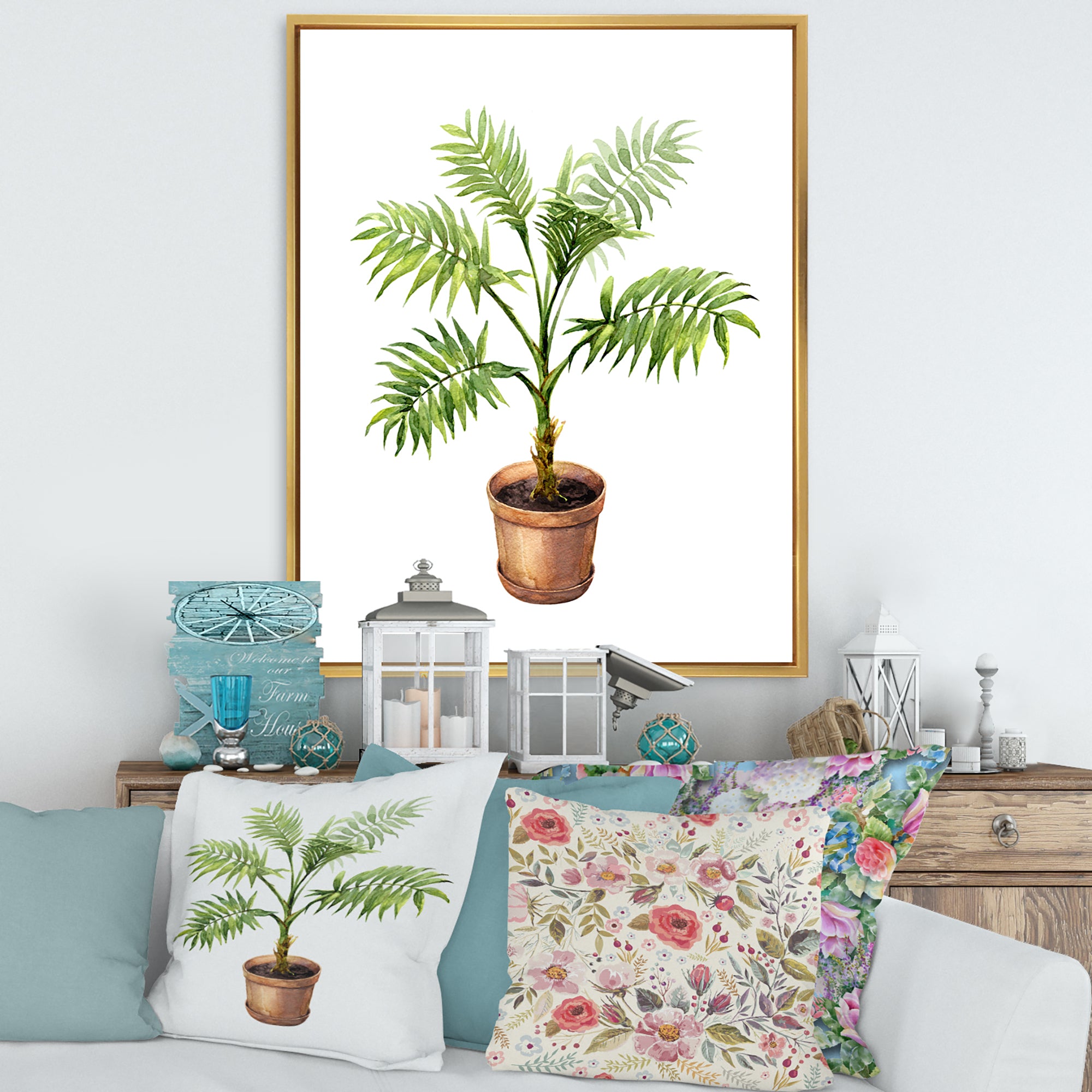 Palm In Clay Flowerpot