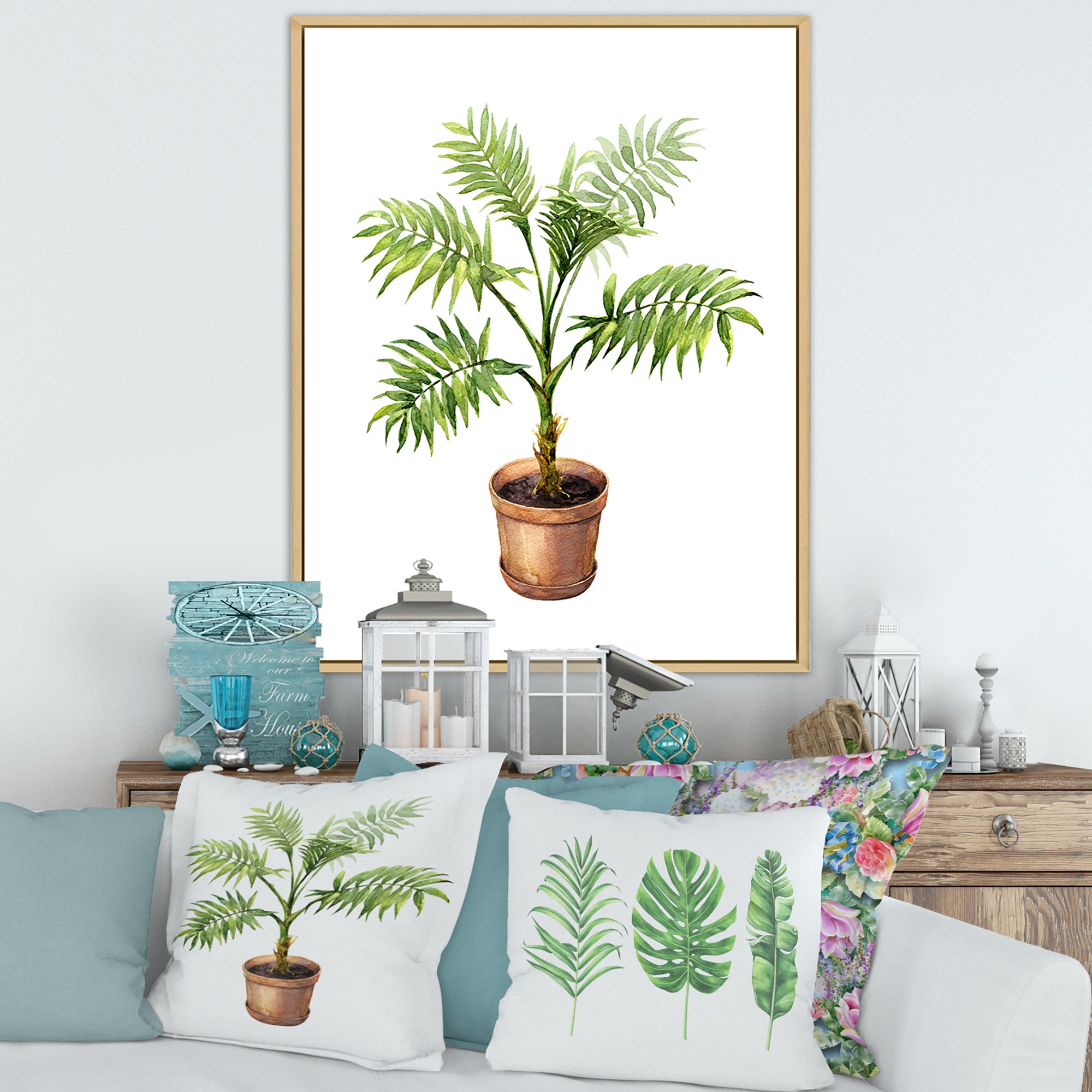 Palm In Clay Flowerpot