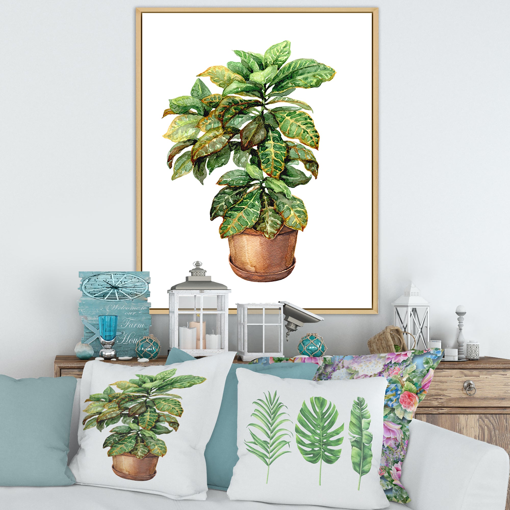 Croton In Clay Flowerpot