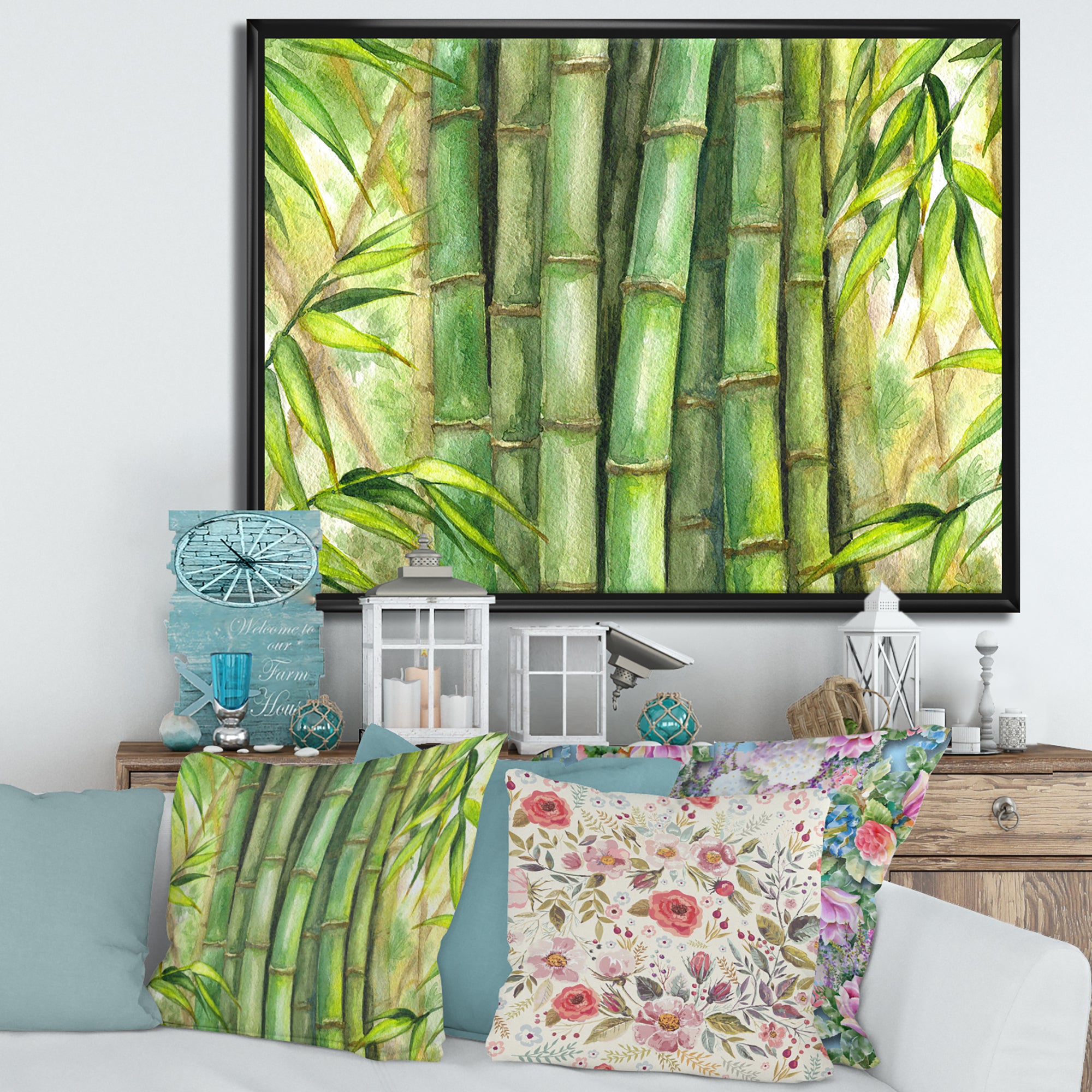 Bright Green Bamboo Stems