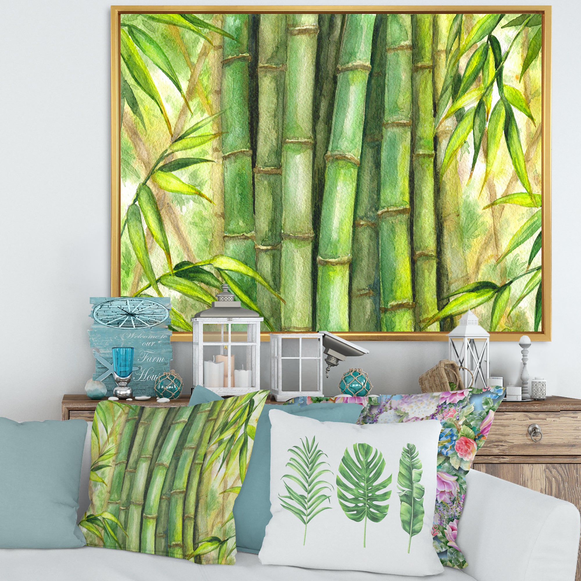 Bright Green Bamboo Stems