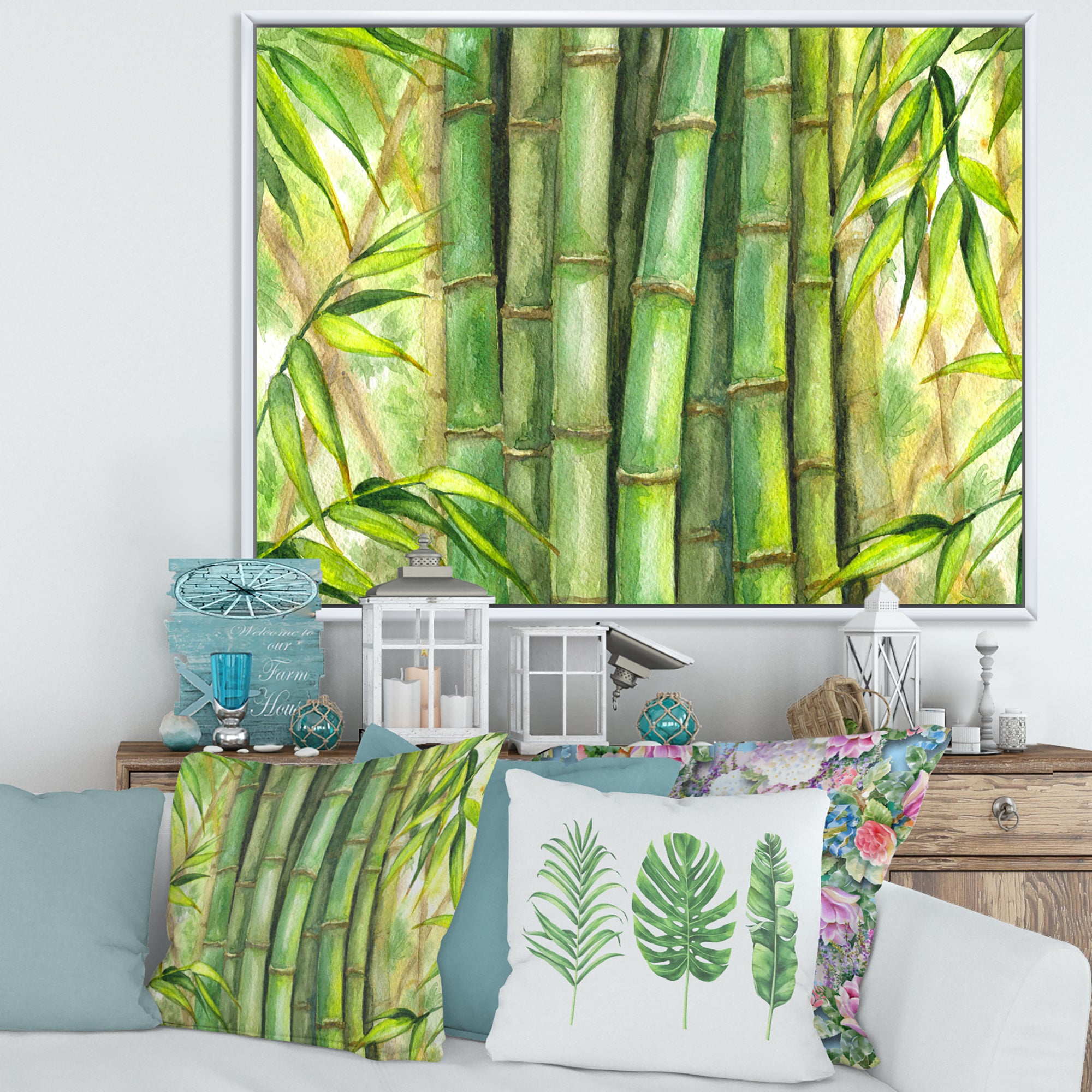 Bright Green Bamboo Stems