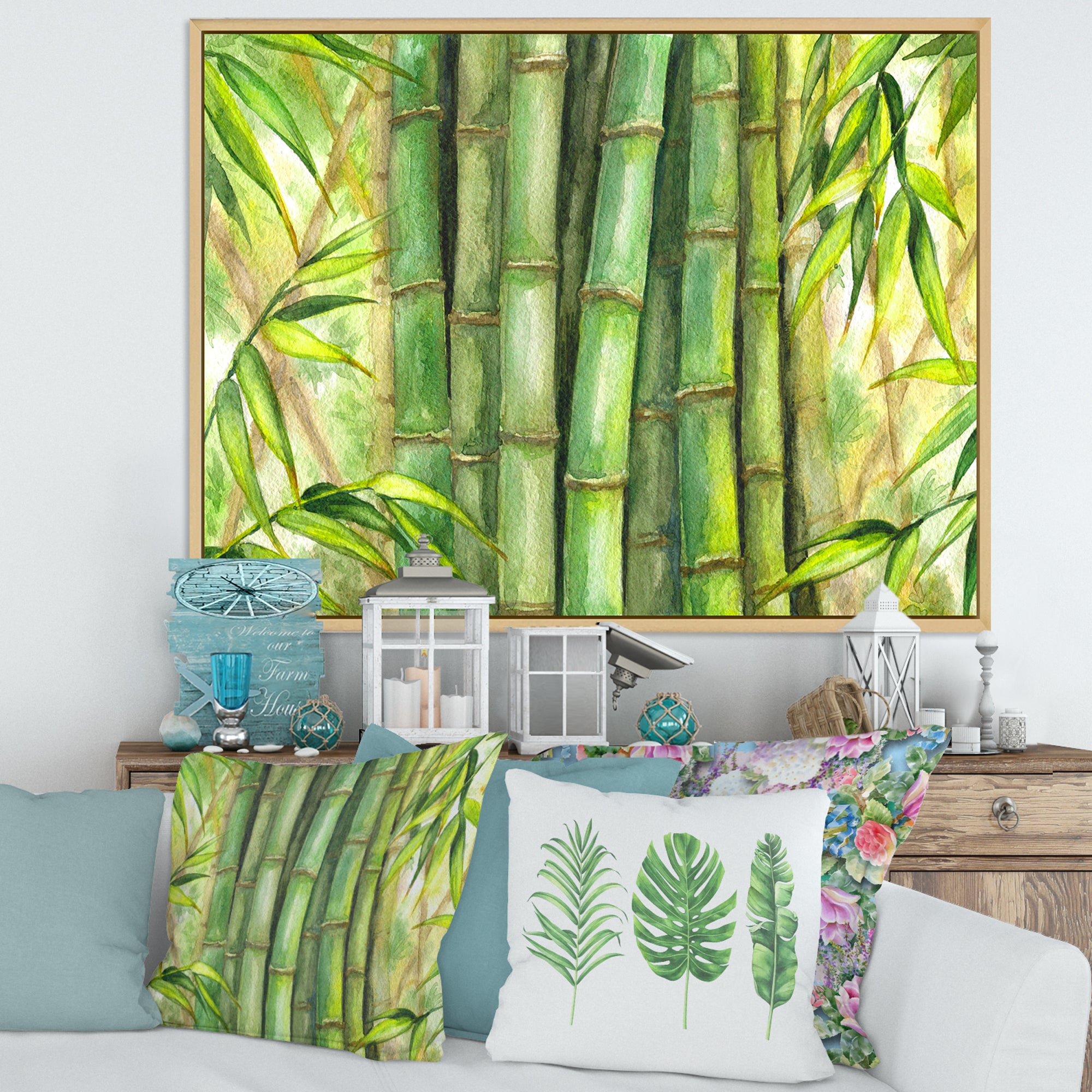 Bright Green Bamboo Stems
