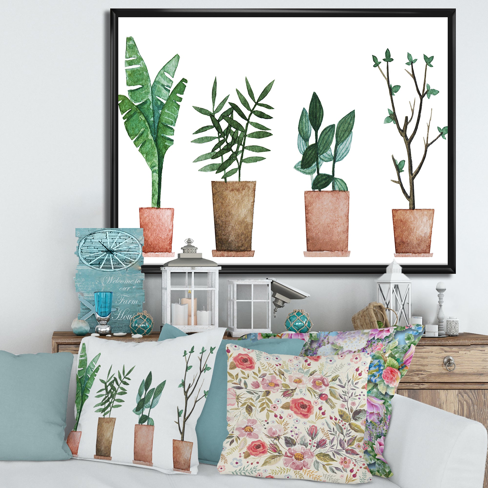 Duo of Potted Flowers House Plants