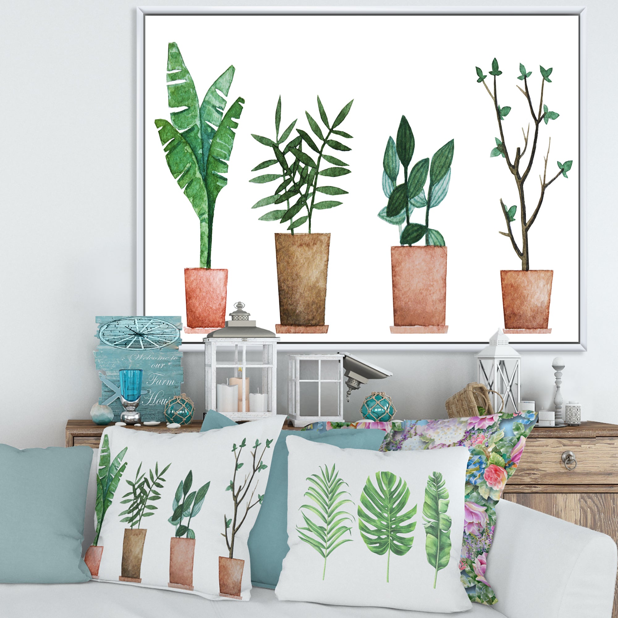 Duo of Potted Flowers House Plants