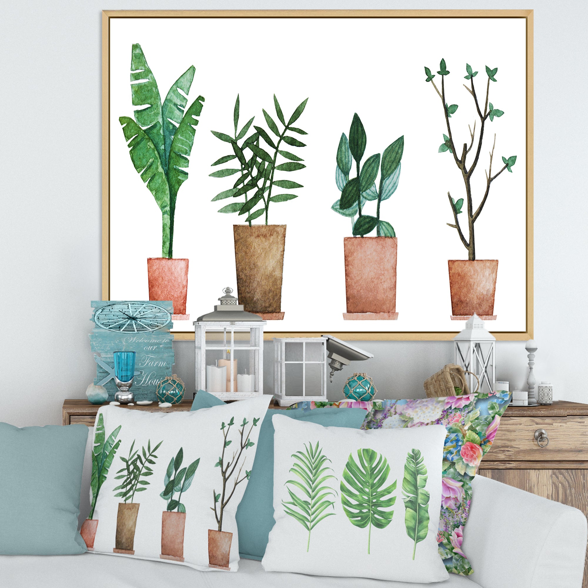 Duo of Potted Flowers House Plants