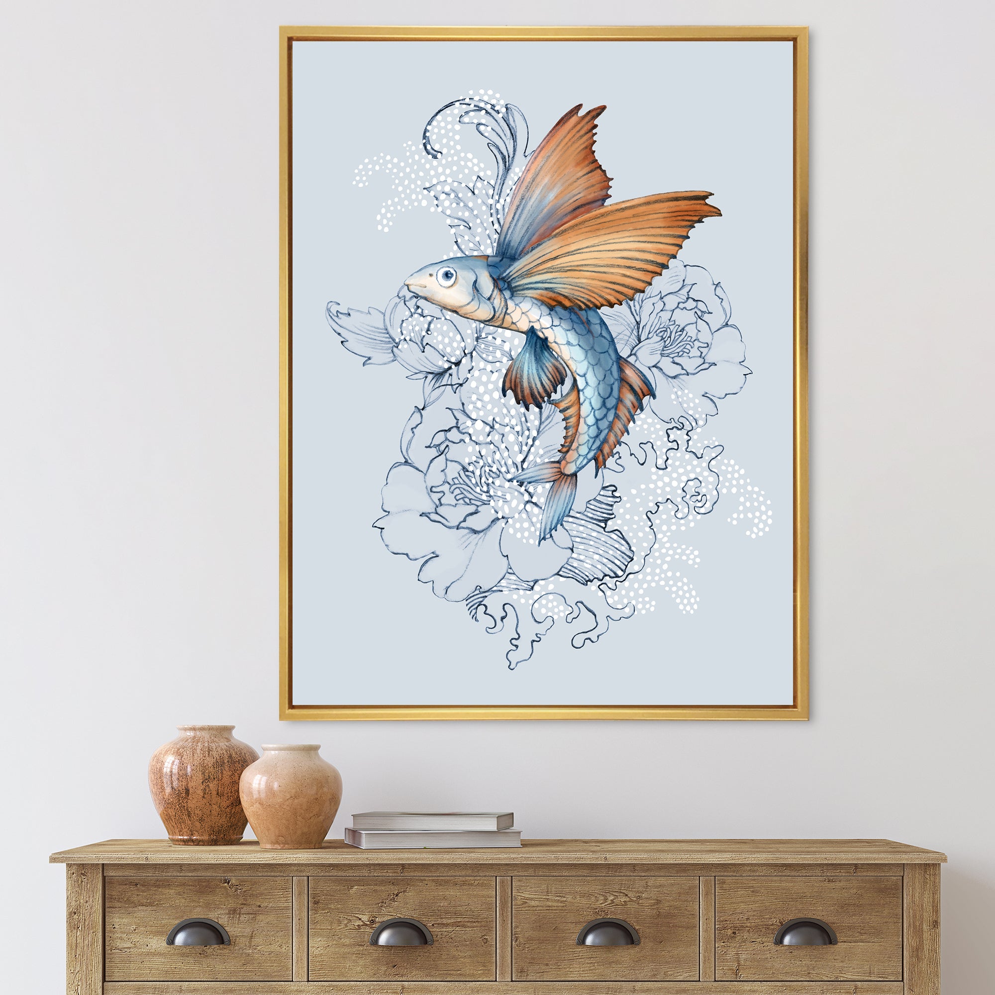 Flying Fish On Peonies