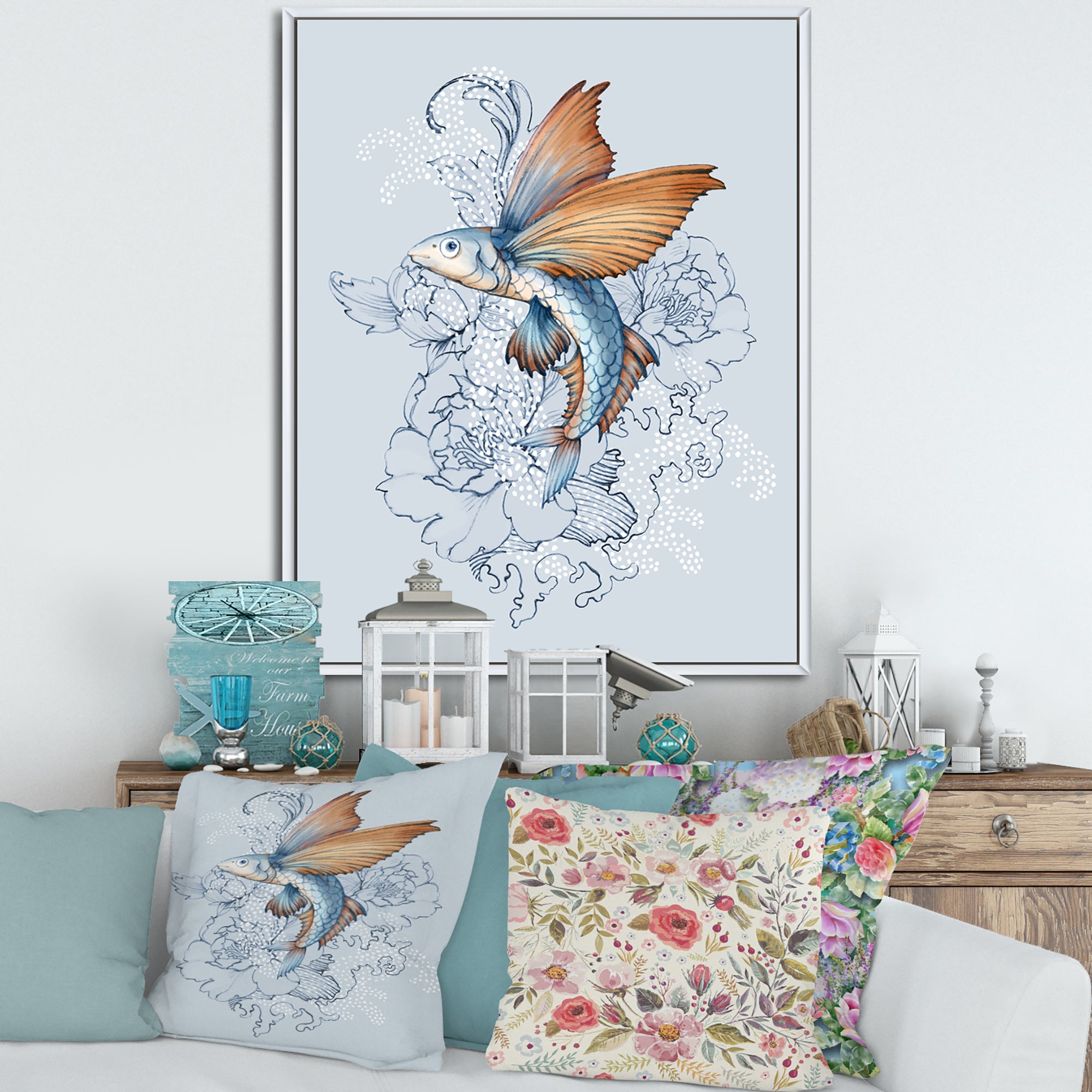 Flying Fish On Peonies