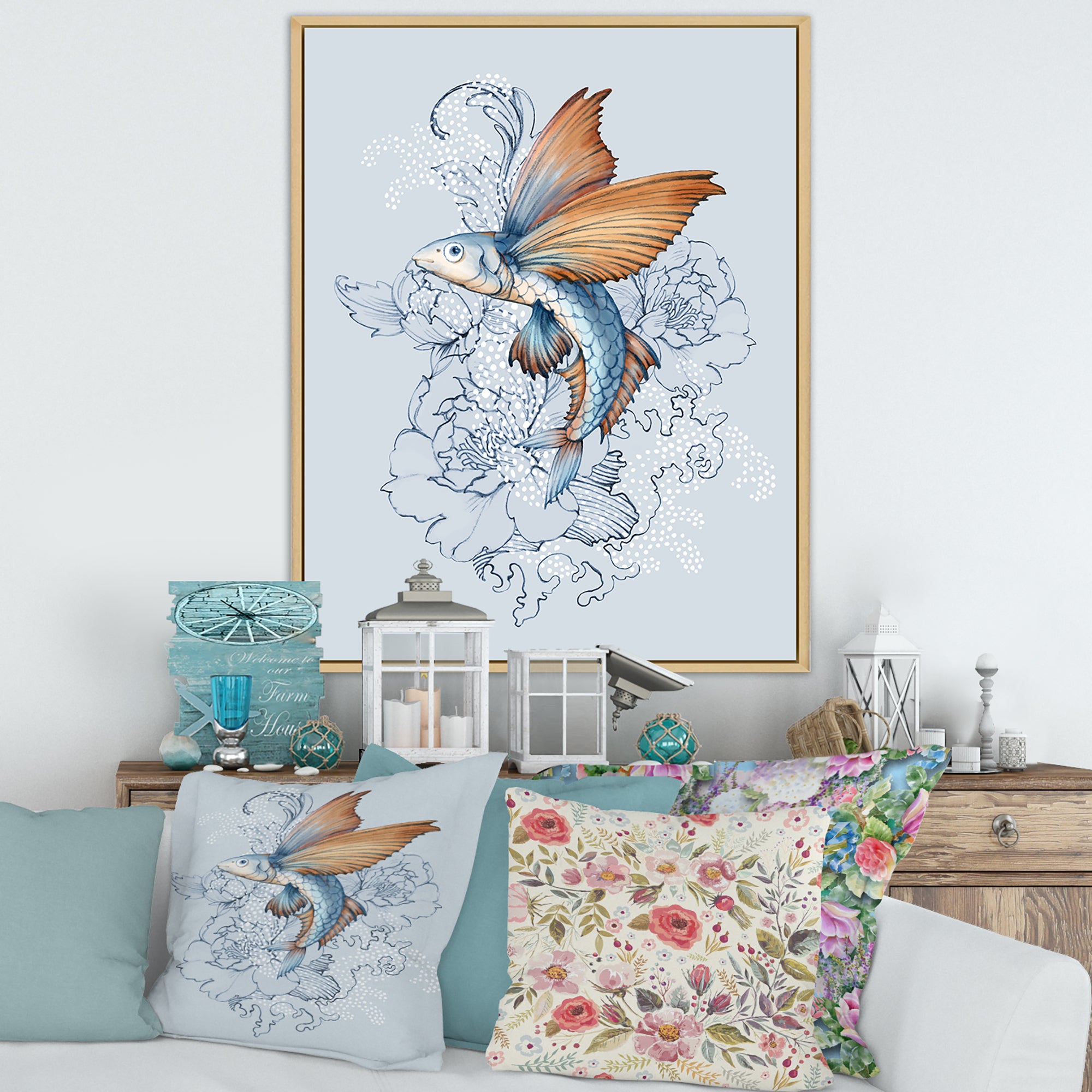 Flying Fish On Peonies
