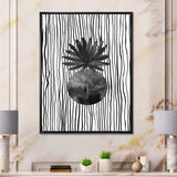 Black and White Tropical Leaf On Striped I