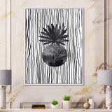 Black and White Tropical Leaf On Striped I