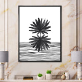 Black and White Tropical Leaf On Striped II