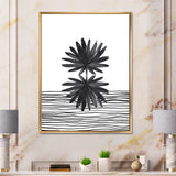 Black and White Tropical Leaf On Striped II