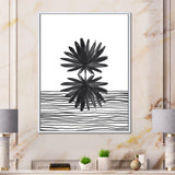 Black and White Tropical Leaf On Striped II