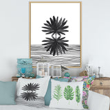 Black and White Tropical Leaf On Striped II