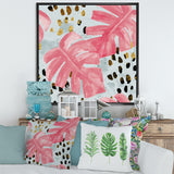 Pink Colored Monstera On Rough Brush Strokes II