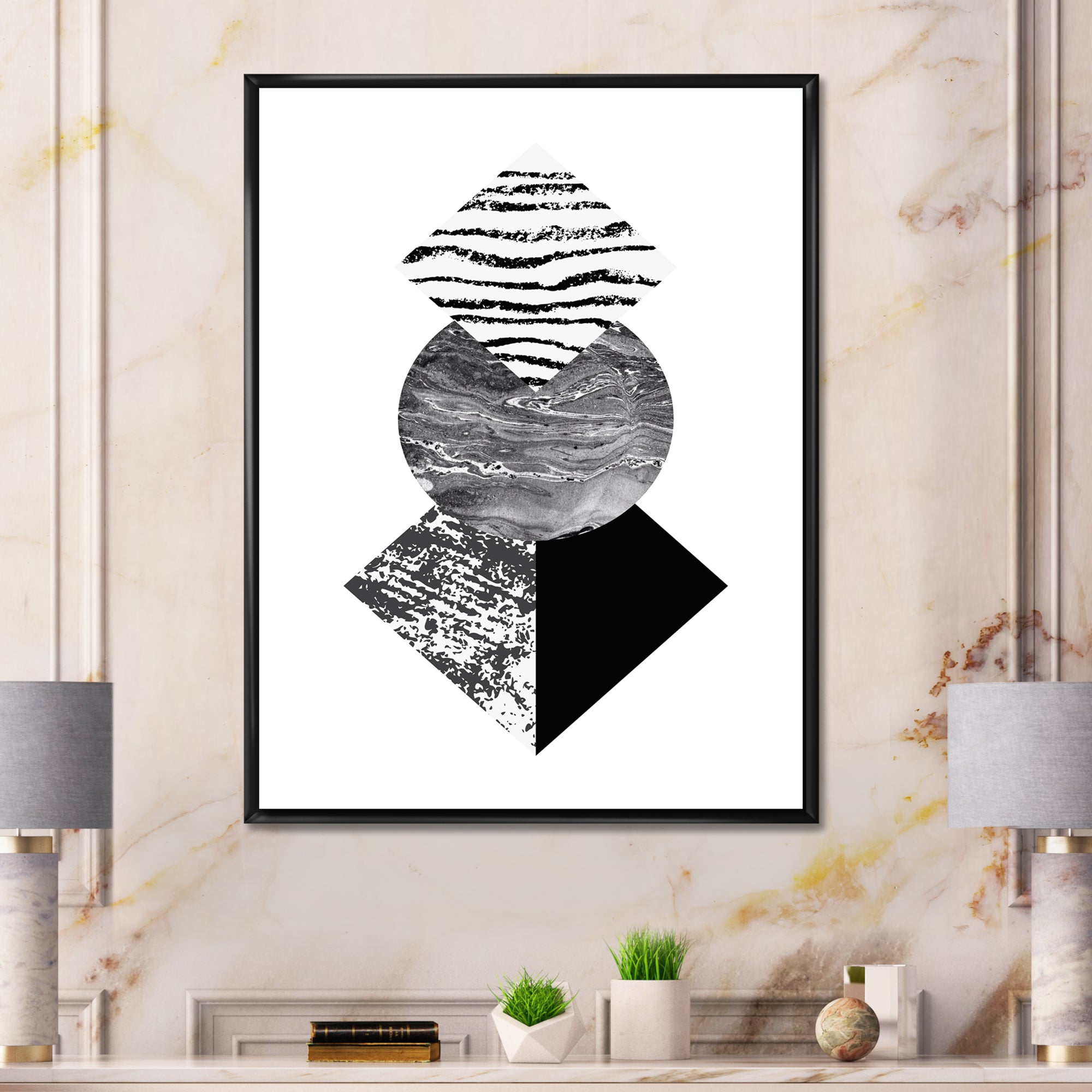 Tropical Palm Leaf With Abstract Geometry Shapes I