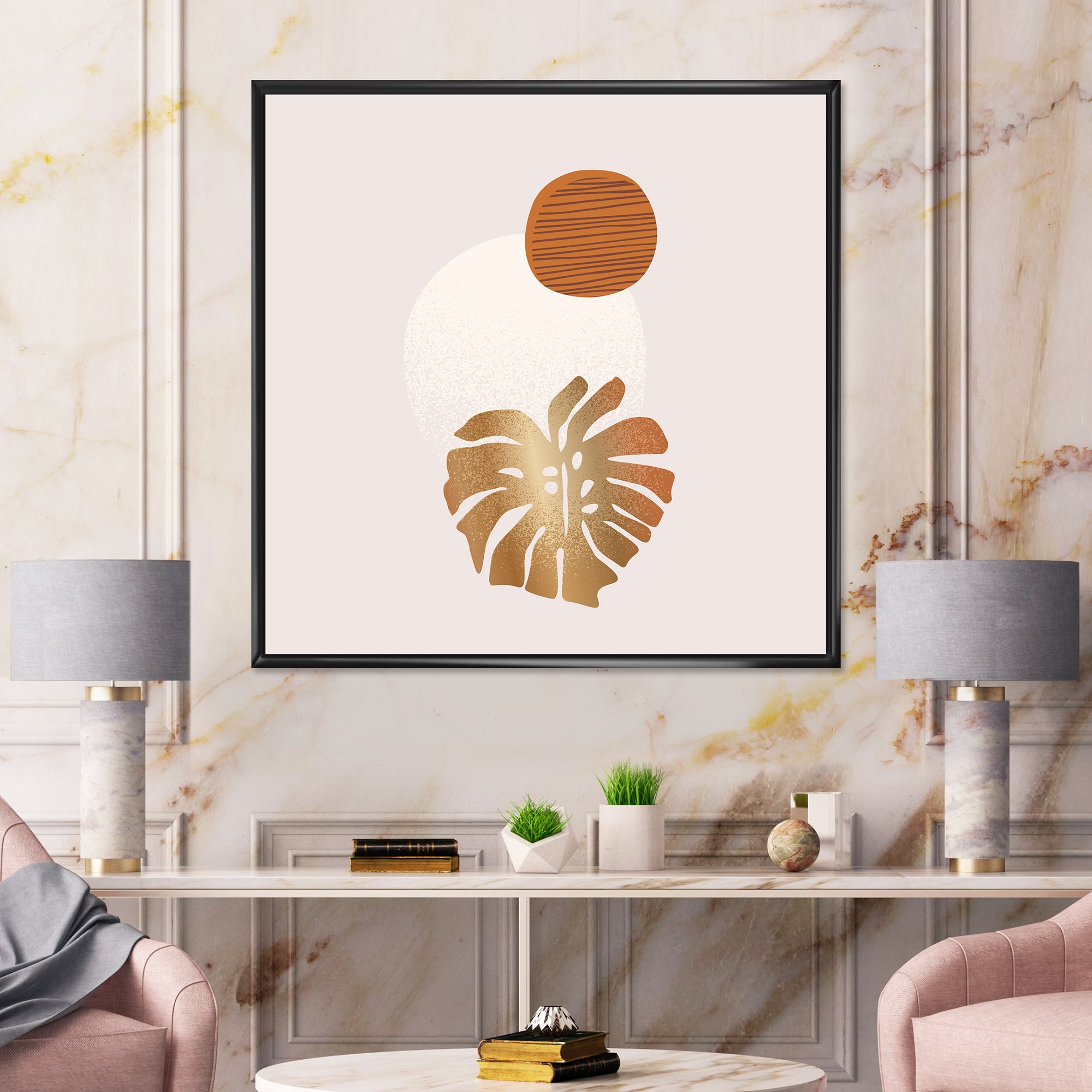 Tropical Palm Leaf & Abstract Geometry Shapes II