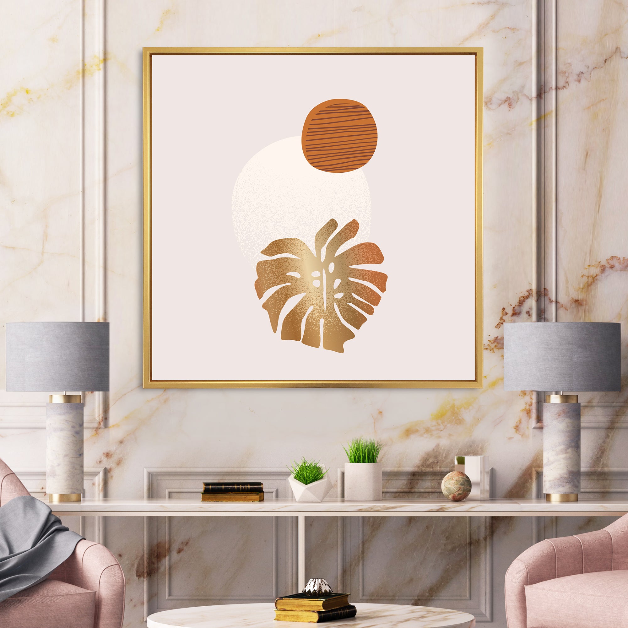 Tropical Palm Leaf & Abstract Geometry Shapes II