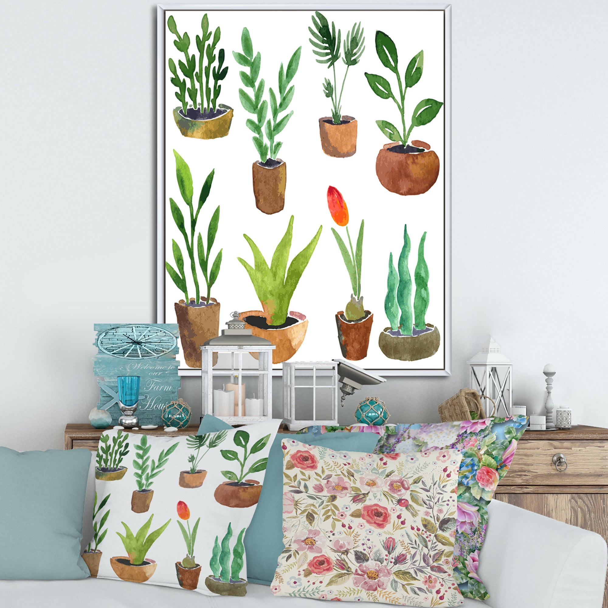 Eight Potted House Plants