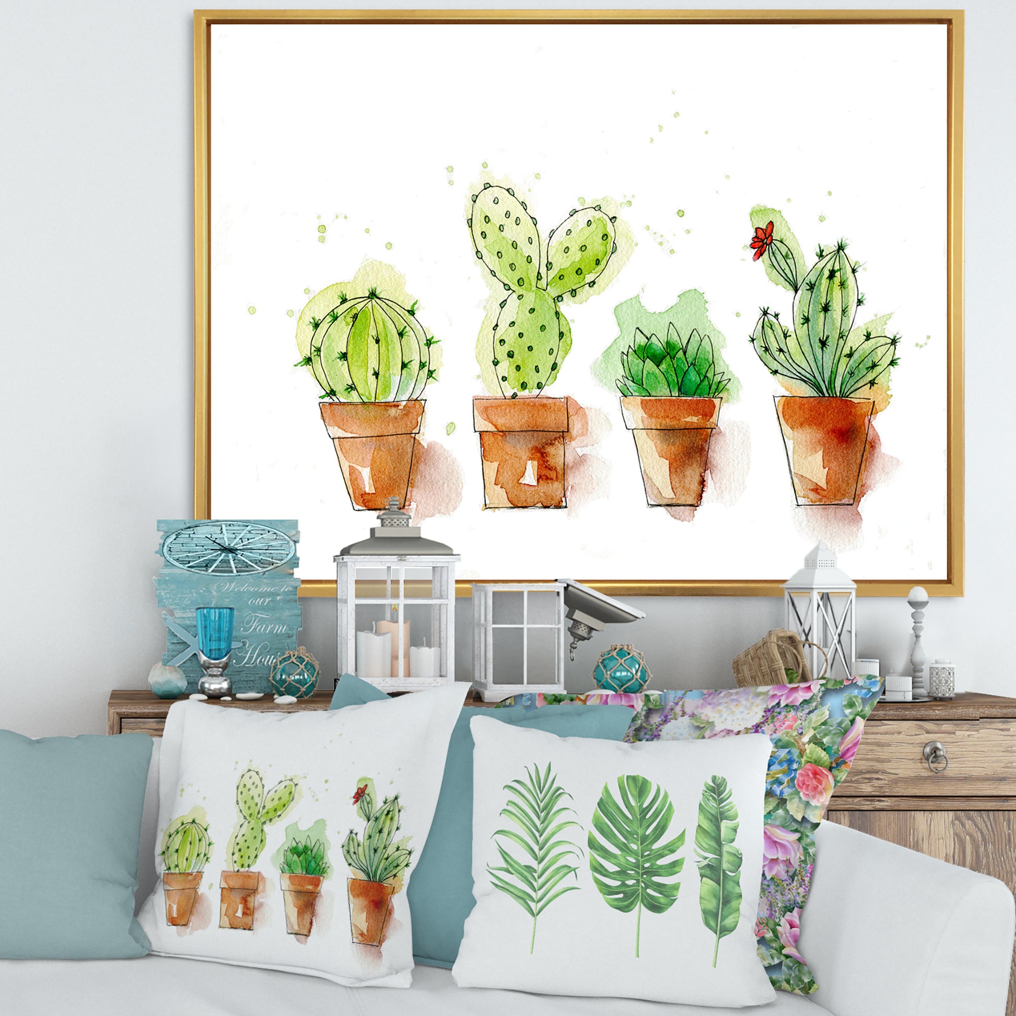 Cacti In Ceramic Pots In Gentle Tones I