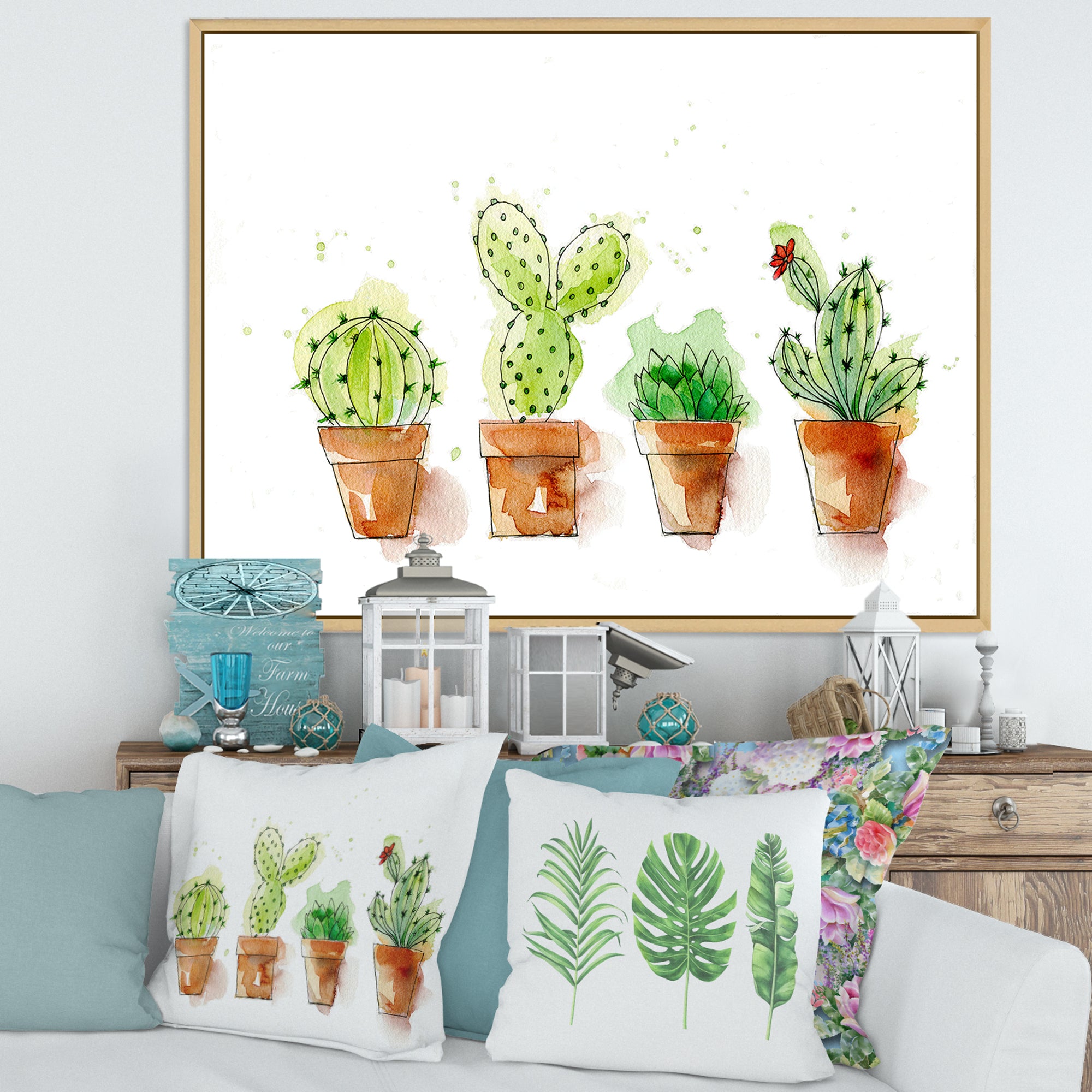 Cacti In Ceramic Pots In Gentle Tones I