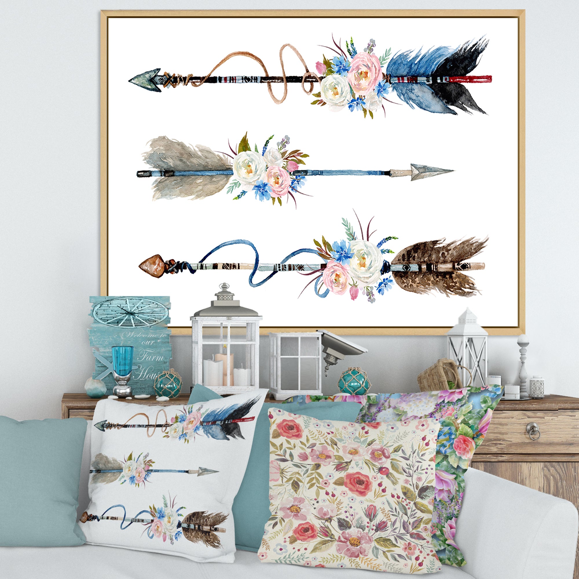 Ethnic Feathers and Flowers On Native Arrows I