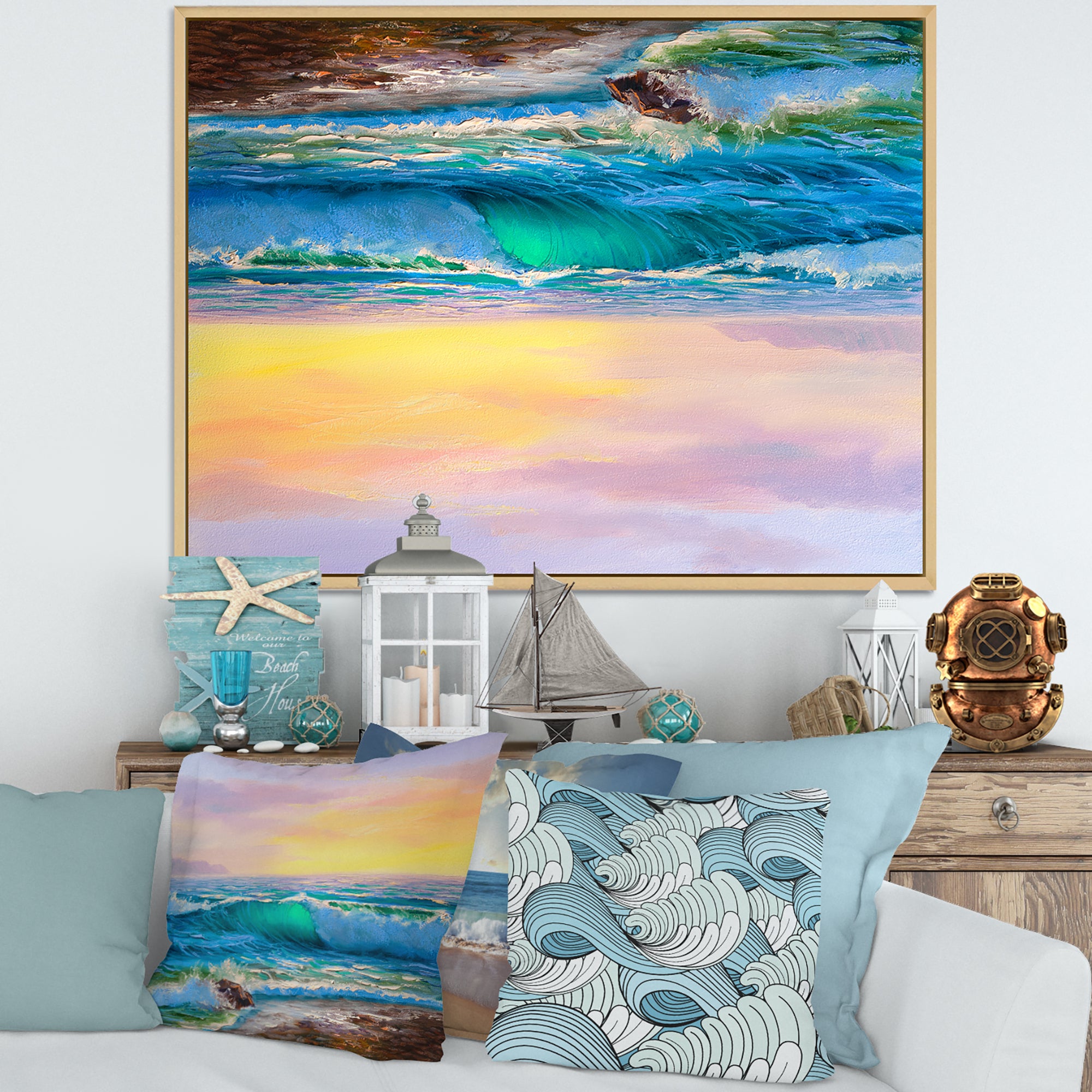 Blue Waves Breaking At The Beach IV