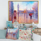 Big Ben and Woman With Red Umbrella In London