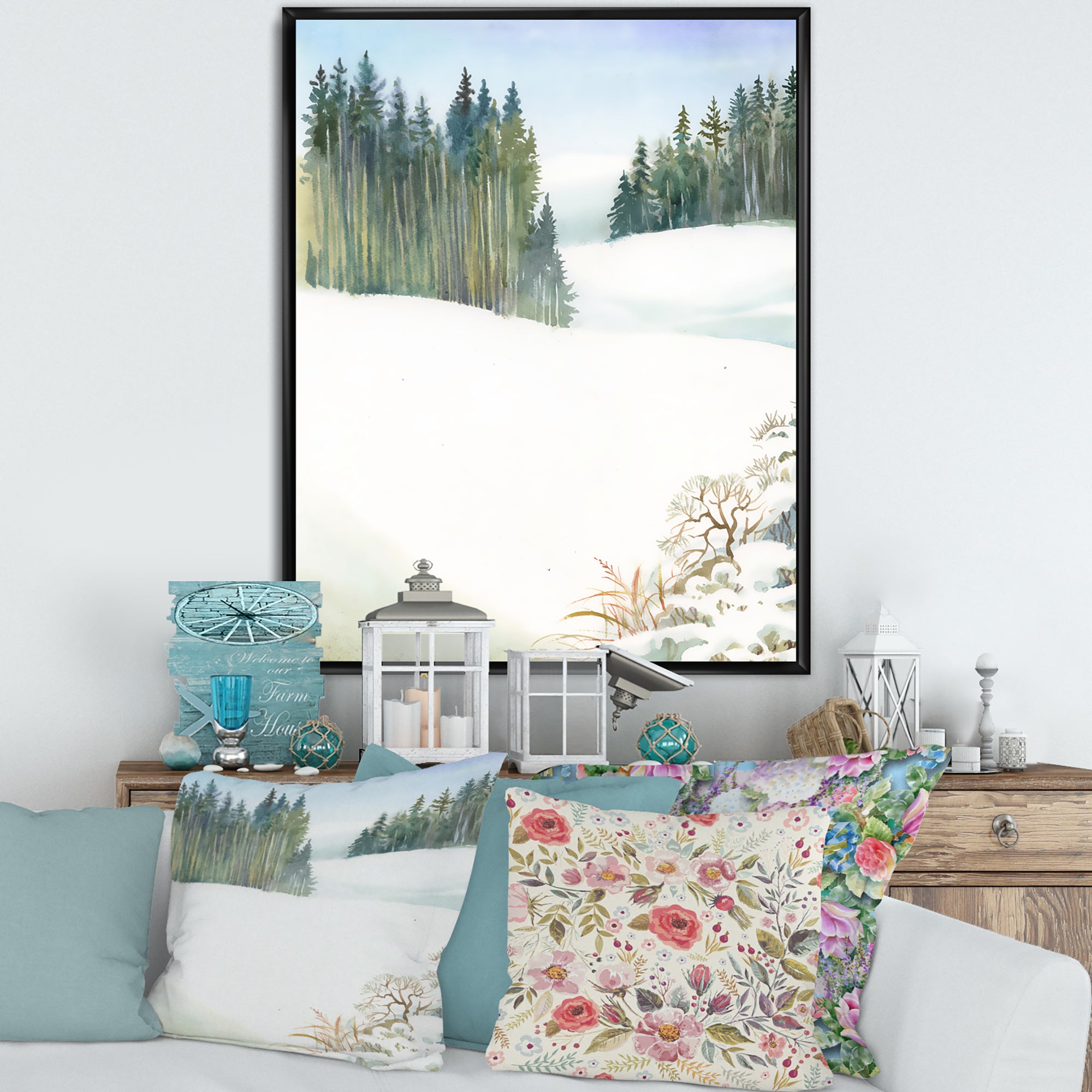 Pine Forest In Snowy Winter Landscape