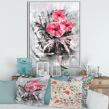 Abstract Red Flowers On Gray