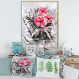 Abstract Red Flowers On Gray