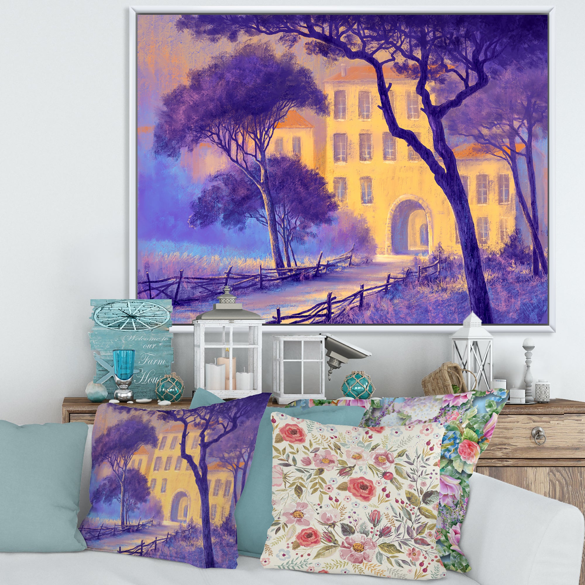 Street Landscape On Footpath & Trees In A City